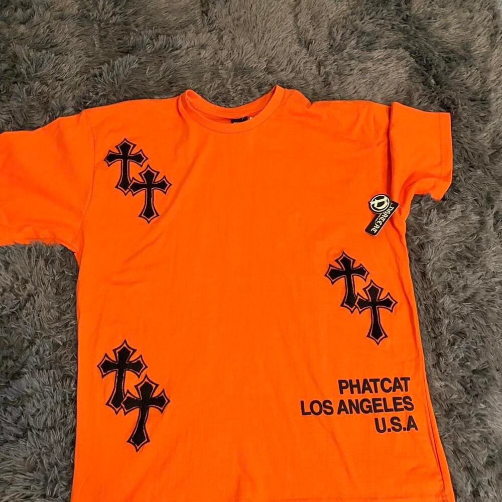 Phat cat orange cross tee